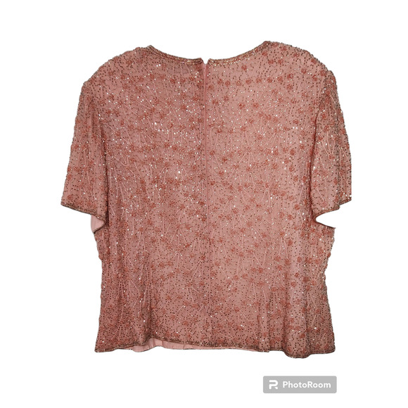 Adrianna Papell Embellished Sea Pink Silk Party Blouse 22W - Picture 4 of 5